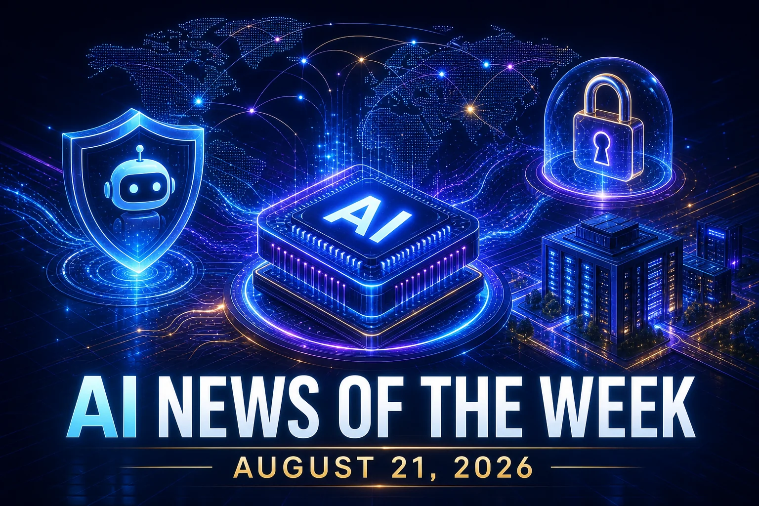 AI News Of The Week for August 21, 2026, featuring AI security, privacy, infrastructure financing, and global competition